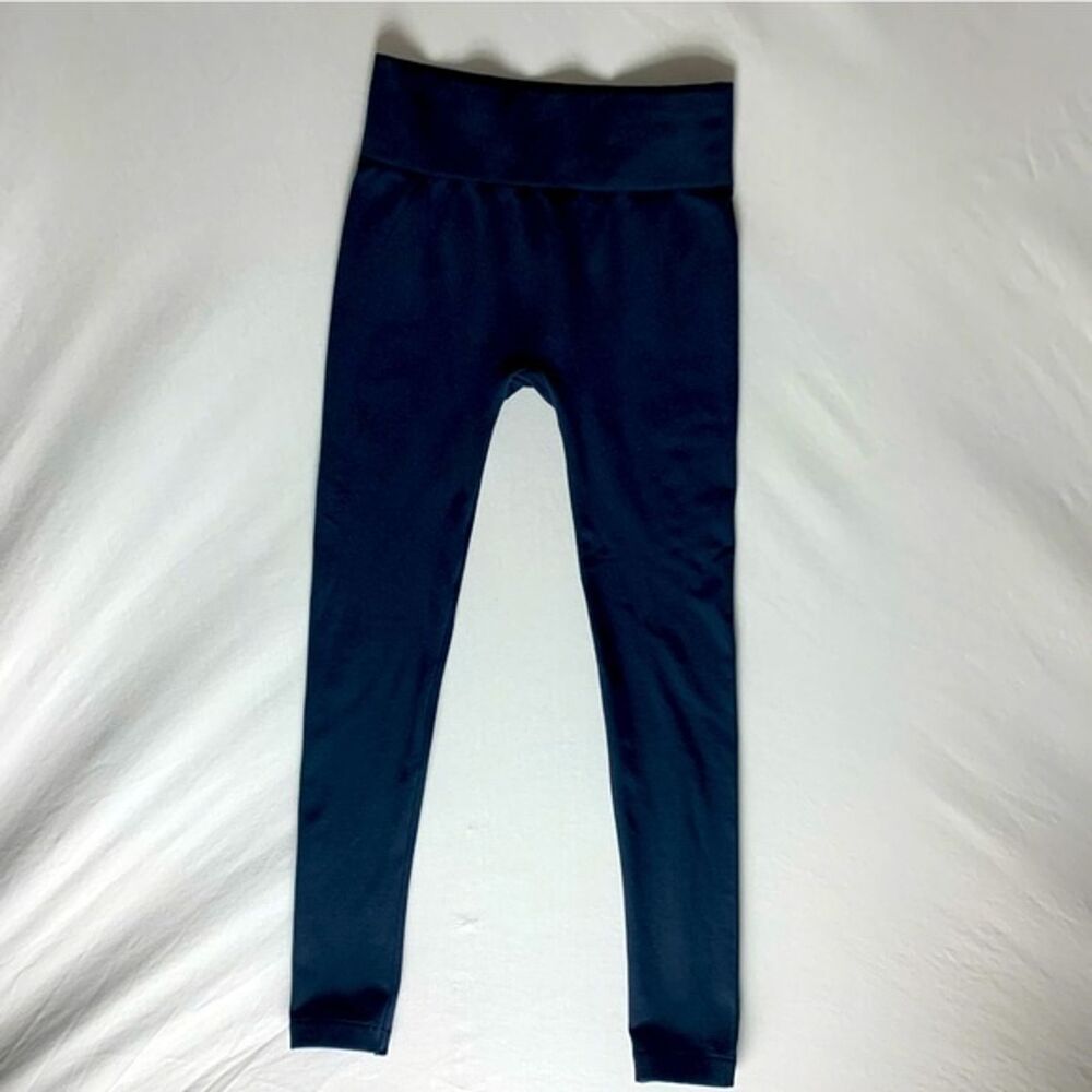 Navy Blue Dress Legging Pants Women’s M/L Pull On Elastic WaistBand Trousers HUE